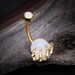 Golden Moonstone Orb Shine Skeleton Hand Belly Button Ring 