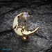 Golden Crescent Moon Shine Reverse Belly Button Ring 