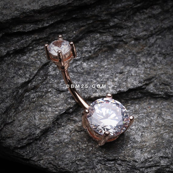 Inspiration Dezigns Belly Button Navel Ring Rose Gold Sparkle Prong Gem Inspiration Dezigns Belly Button Navel Ring Rose Gold Sparkle Prong Gem