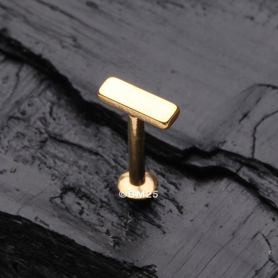 Golden Minimalist Rectangular Bar Top Internally Threaded - Etsy