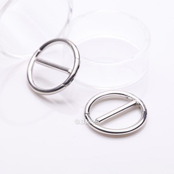 A Pair of Steel Dual Hinged Classic Hoop Nipple Clicker