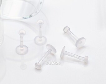 5 Stück Bio-Flexible Push-Fit Top Retainer Labret Flat Back Stud Paket