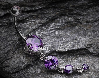 Brilliant Gem Cascade Belly Ring-Tanzanite