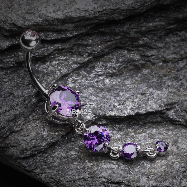 Brilliant Gem Cascade Belly Ring-Tanzanite