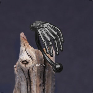 Blackline Skeleton Hand of Death Curved Barbell