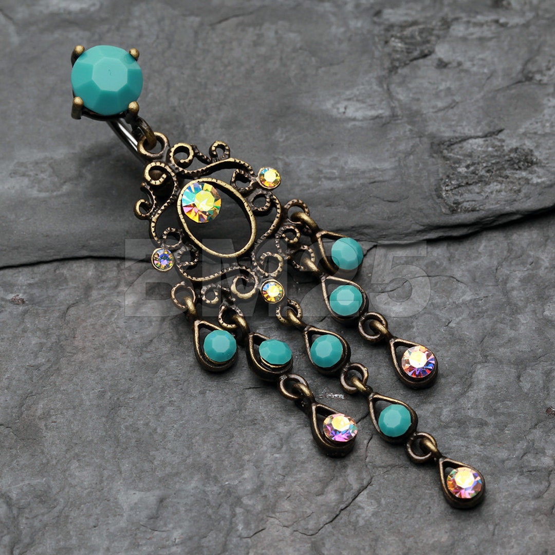 Vintage Boho Chandelier Reverse Belly Button Ring - Etsy