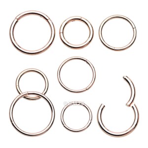 Rose Gold Plated Seamless Hinged Clicker Hoop Ring