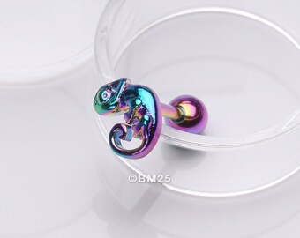 Colorline Chameleon Top Cartilage Tragus Barbell Ohrring-Regenbogen/Mehrfarbig