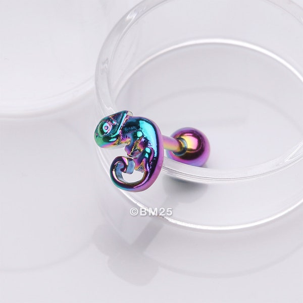 Colorline Chameleon Top Cartilage Tragus Barbell Ohrring-Regenbogen/Mehrfarbig