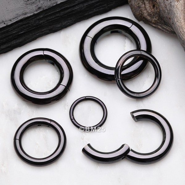 Colorline Steel Seamless Hinged Clicker Hoop Ring-Black