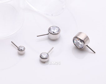 Implant Grade Titanium OneFit™ Threadless Bezel Set Sparkle Front Facing Part-Clear Gem