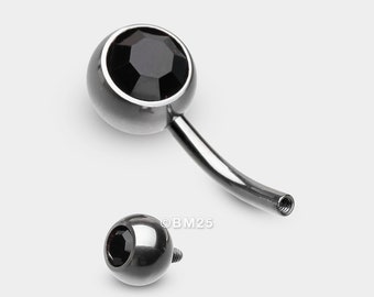 Implant Grade Titanium Internally Threaded Basic Belly Button Ring-Black