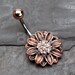 Vintage Rustica Sunflower Sparkle Belly Button Ring 