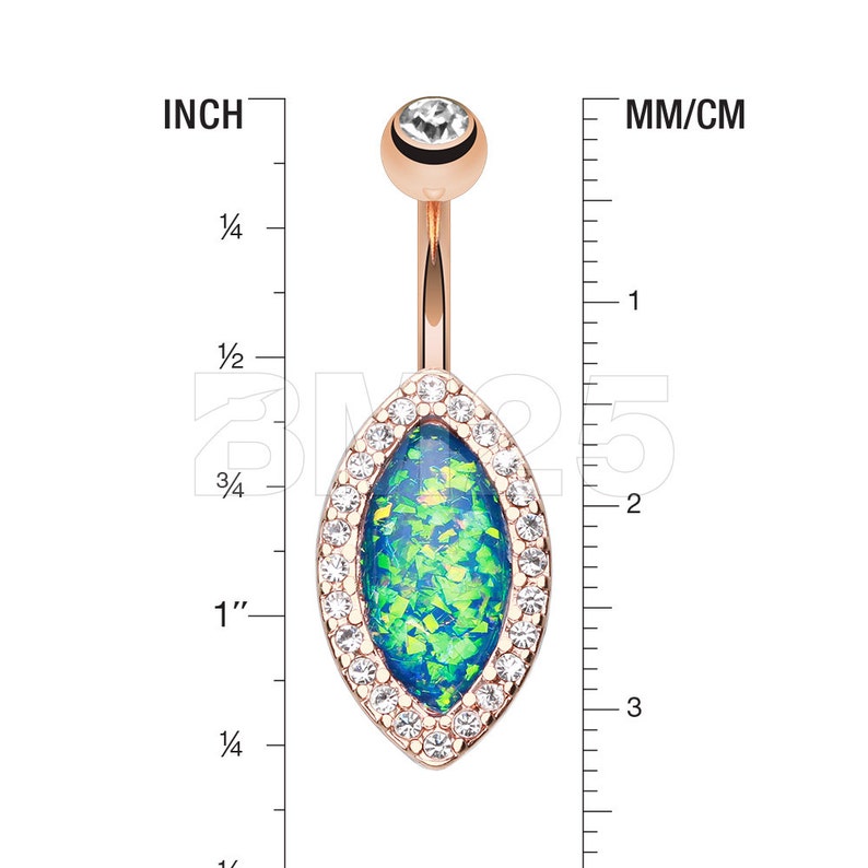 Rose Gold Opal Diamante Belly Button Ring