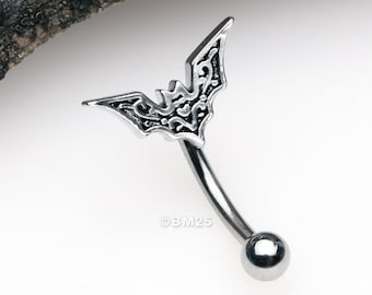 Tribe Goth Bat Curved Barbell