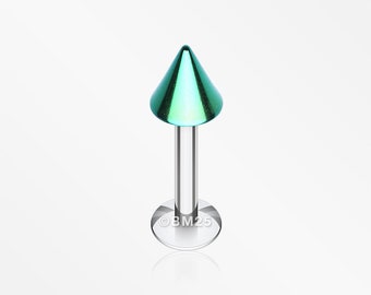 Colorline PVD Spike Top Steel Labret-Green