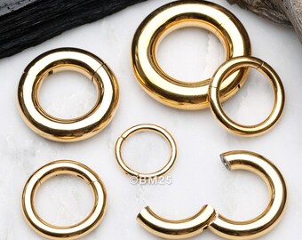 Gold Plated Seamless Hinged Clicker Hoop Ring