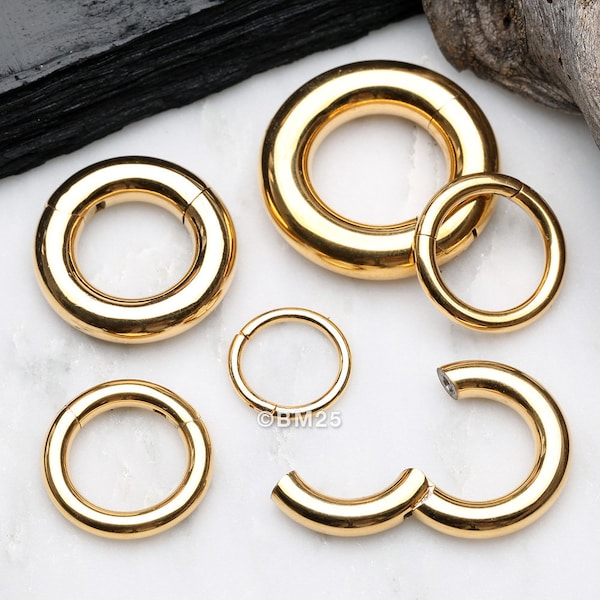 Gold Plated Seamless Hinged Clicker Hoop Ring