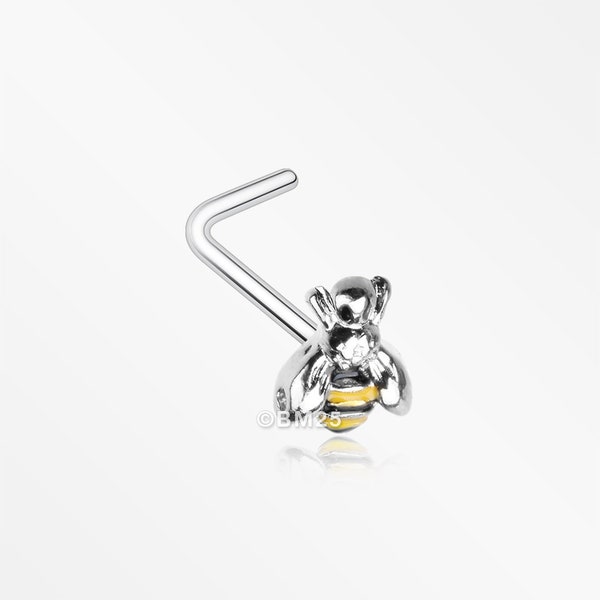 Sweet Bumble Bee L-Shaped Nose Ring