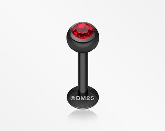 Blackline PVD Gem Ball Steel Labret-Black/Red