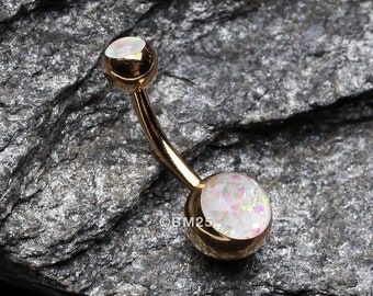 Golden Opal Sparkle Shower Bauchnabel Ring-Weiß