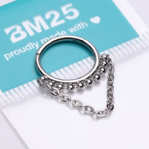 Chained Royal Bali Beads Steel Seamless Clicker Hoop Ring