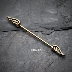 Golden Angelic Wings Industrial Barbell-Gold