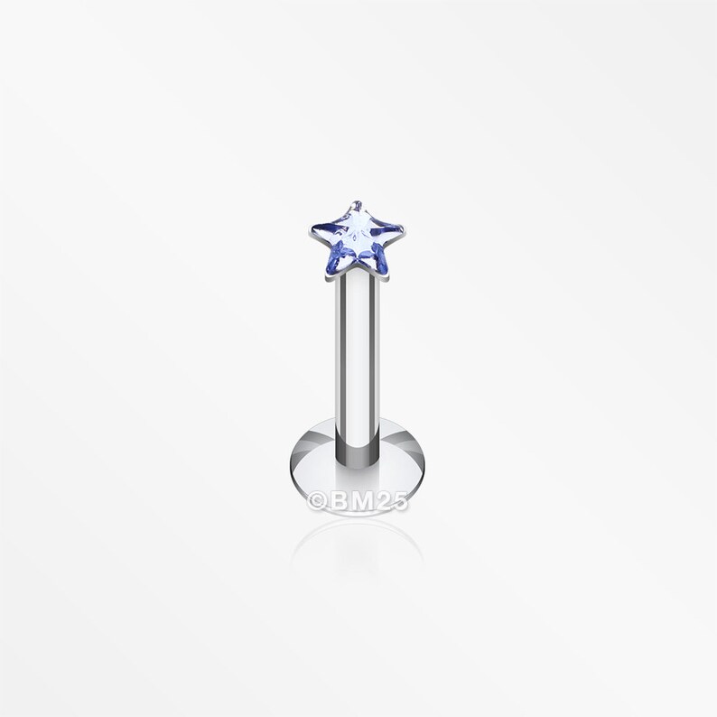 Star Gem Top Internally Threaded Labret Tanzanite