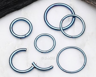 Colorline Steel Seamless Hinged Clicker Hoop Ring-Blue