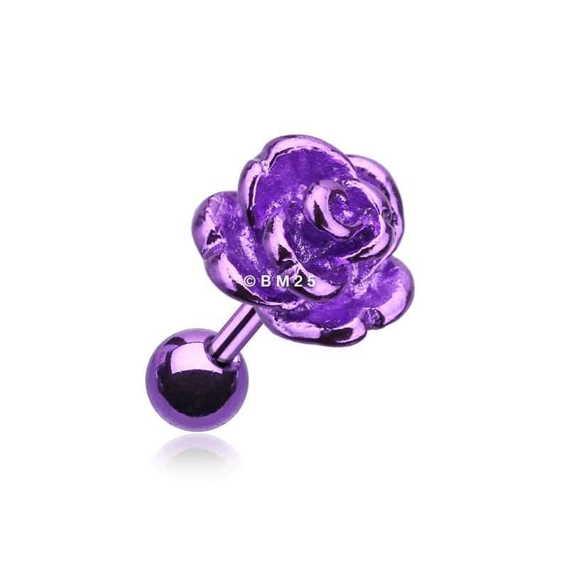Purple Colorline Steel Rose Cartilage Earring