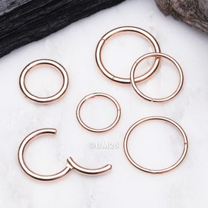 Rose Gold Plated Seamless Hinged Clicker Hoop Ring