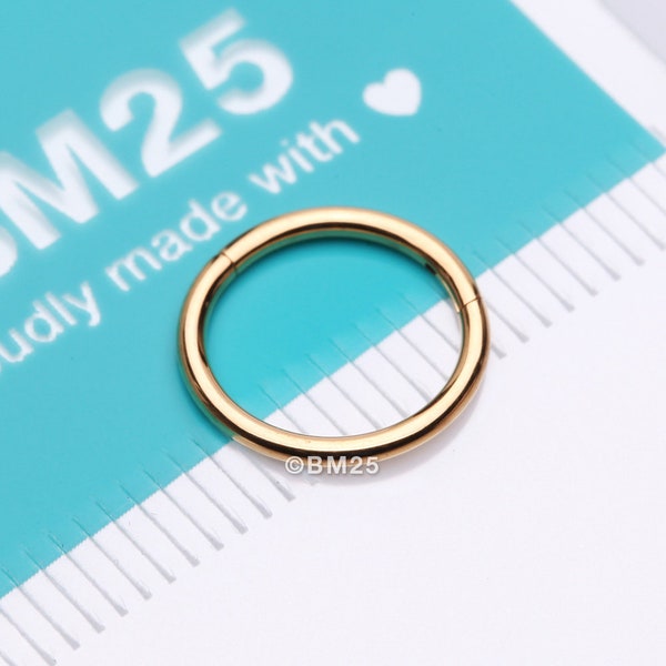 Implant Grade Titanium PVD Golden Basic Seamless Hinged Clicker Hoop Ring