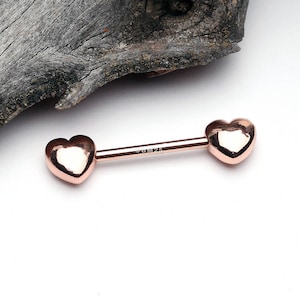 A Pair of Rose Gold Classic Fluffy Heart Steel Nipple Barbell