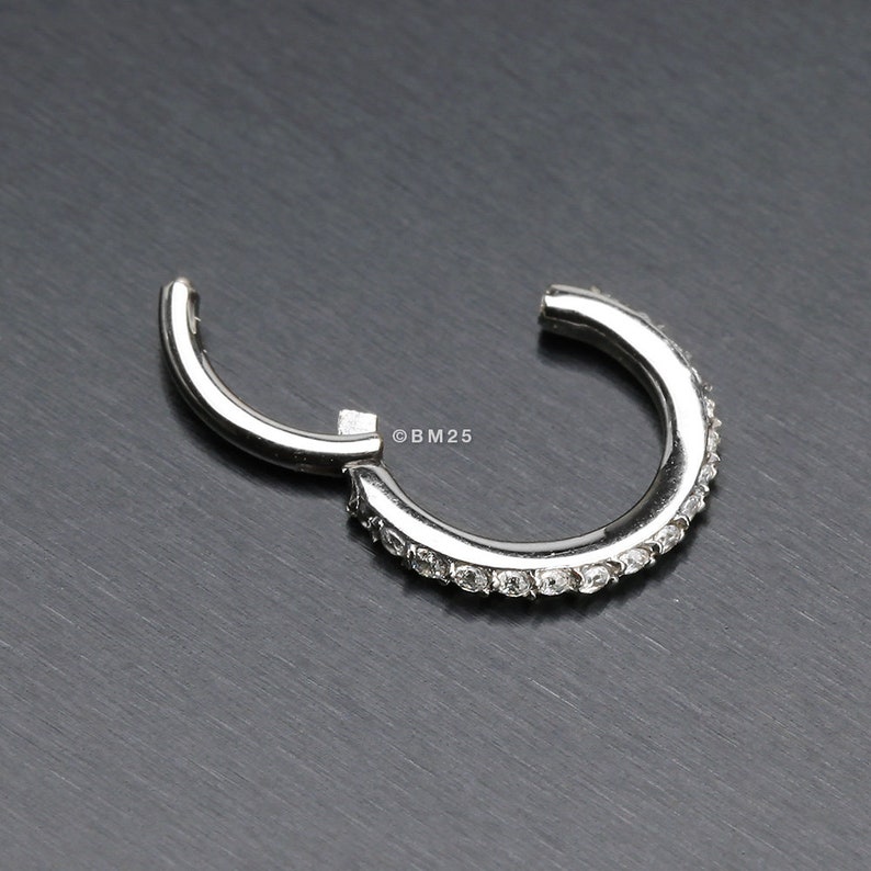 Brilliant Sparkle Gems Lined Clicker Hoop Ring 