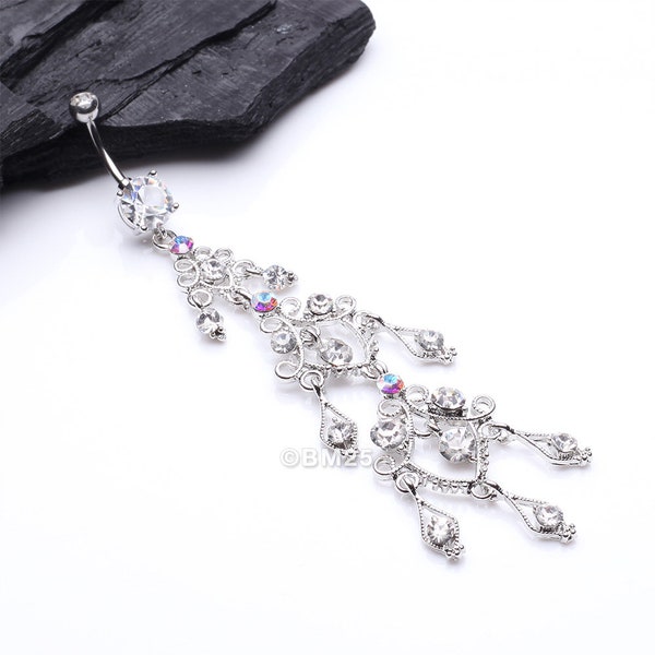 Majestic Chandelier Belly Ring-Clear Gem