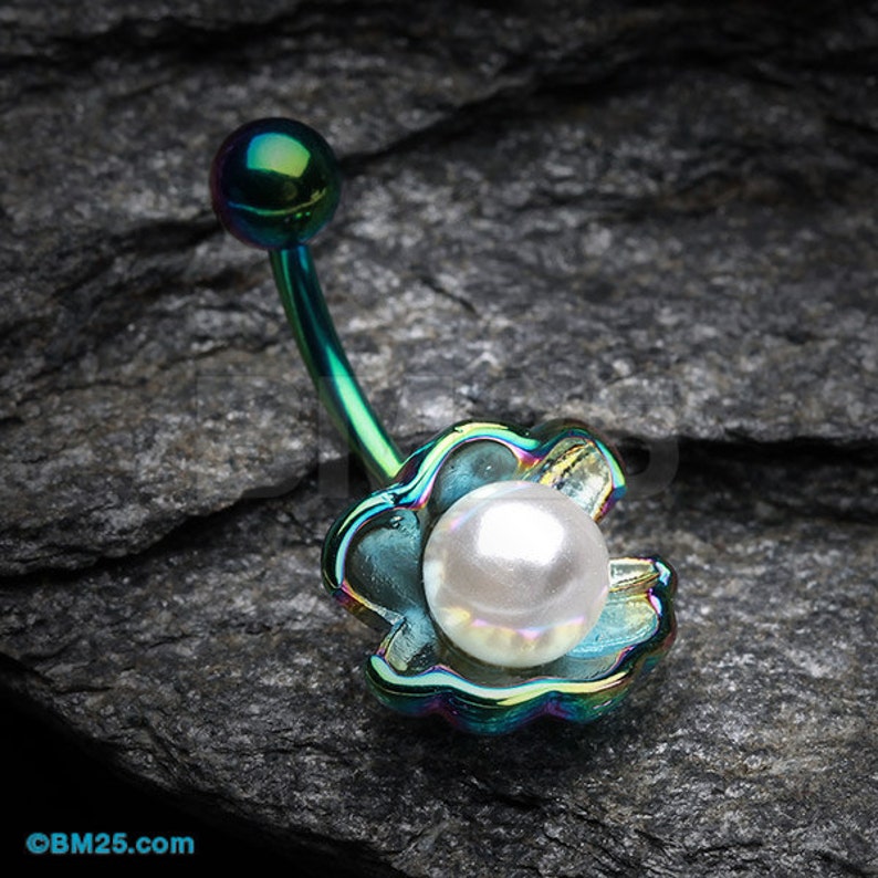 Colorline Ariel's Shell with Pearl Belly Button Ring 