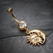 Golden Sun & Moon Union of Opposites Belly Button Ring - Clear Gem 