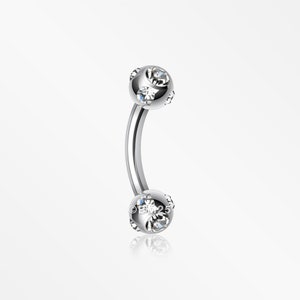 Aurora Gem Ball Curved Barbell Eyebrow Ring-Clear Gem