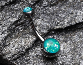 Opal Sparkle Shower Basic Belly Button Ring-Teal