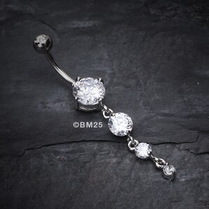 Brilliant Gem Cascade Belly Ring-Clear Gem