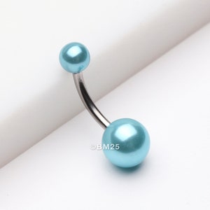 Pearlescent Luster Basic Belly Button Ring-Aqua