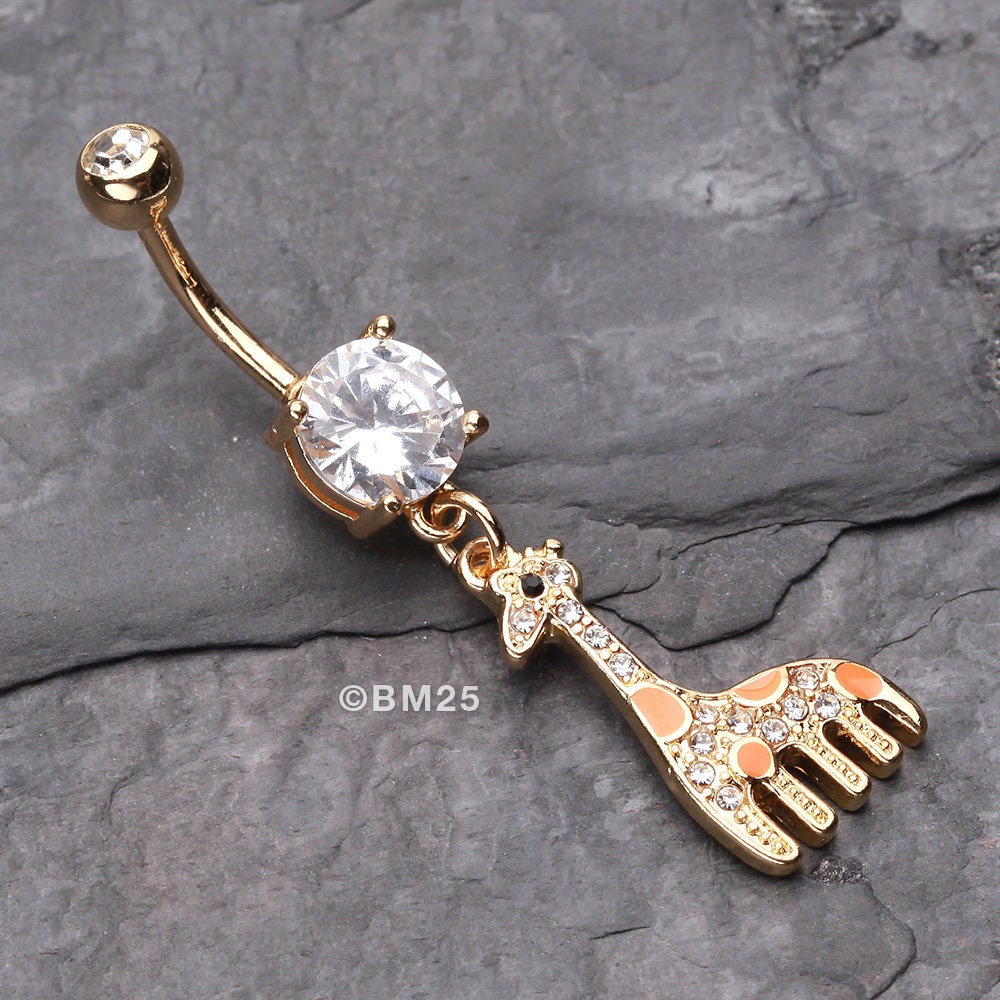 Adorable Giraffe Belly Button Ring clear Gem Etsy Norway