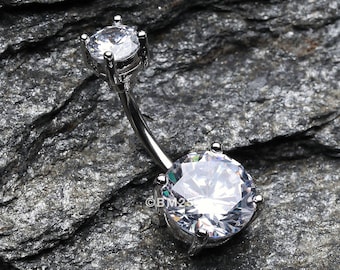 Brilliant Gem Sparkle Belly Ring-Clear Gem