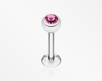 Basic Steel Gem Ball Labret - Pink