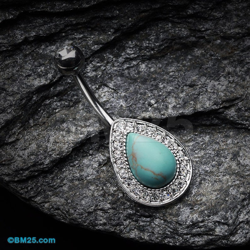 LAST CHANCE! Avice Turquoise Multi-Gem Belly Button Ring 