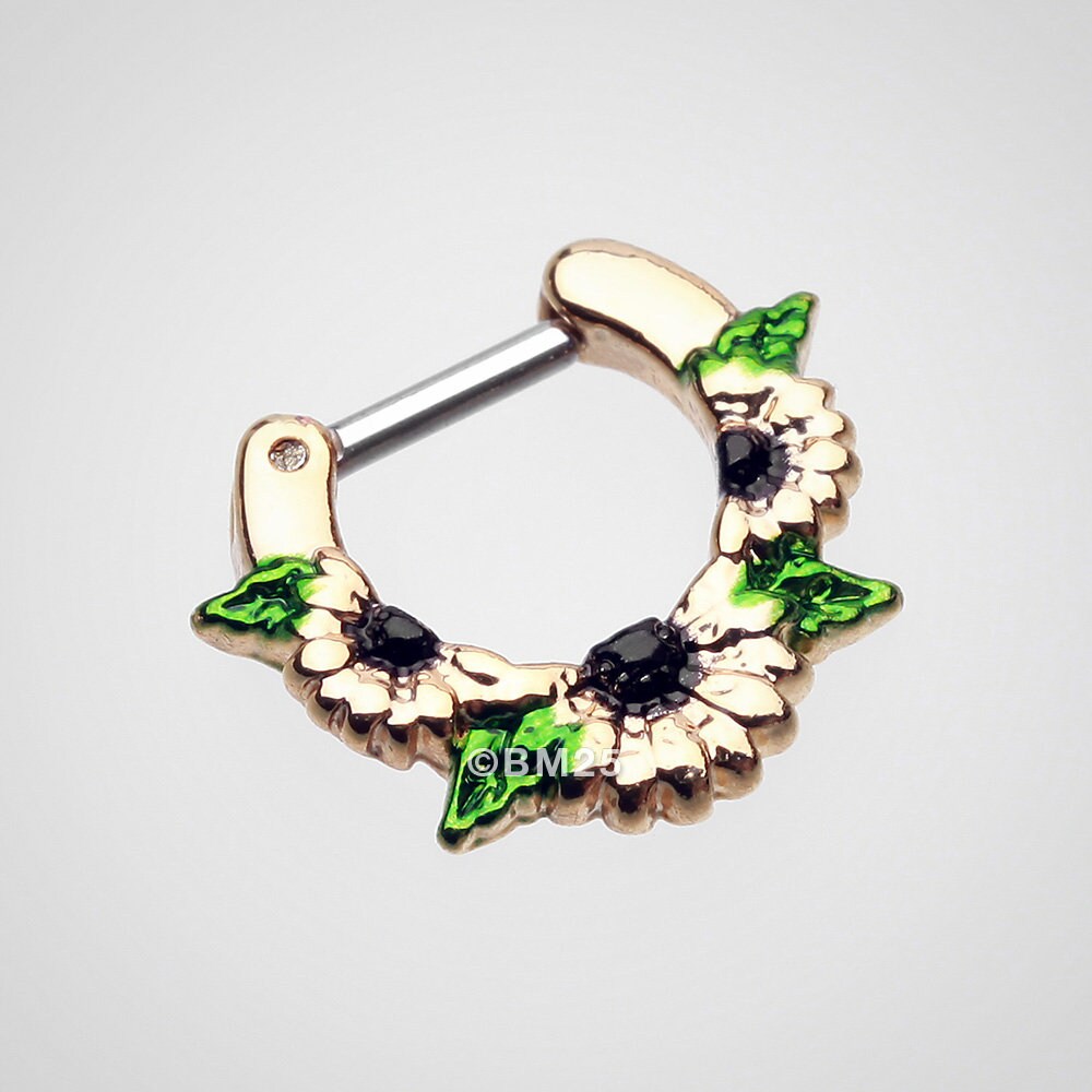 Golden Daisy Garden Icon Septum Clicker Etsy