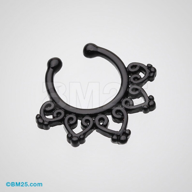 Freedom Fashion Colorline Black Royal Bliss Filigree Fake Septum Clip-On Ring