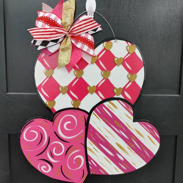 Valentine's Day Triple Heart Door Hanger