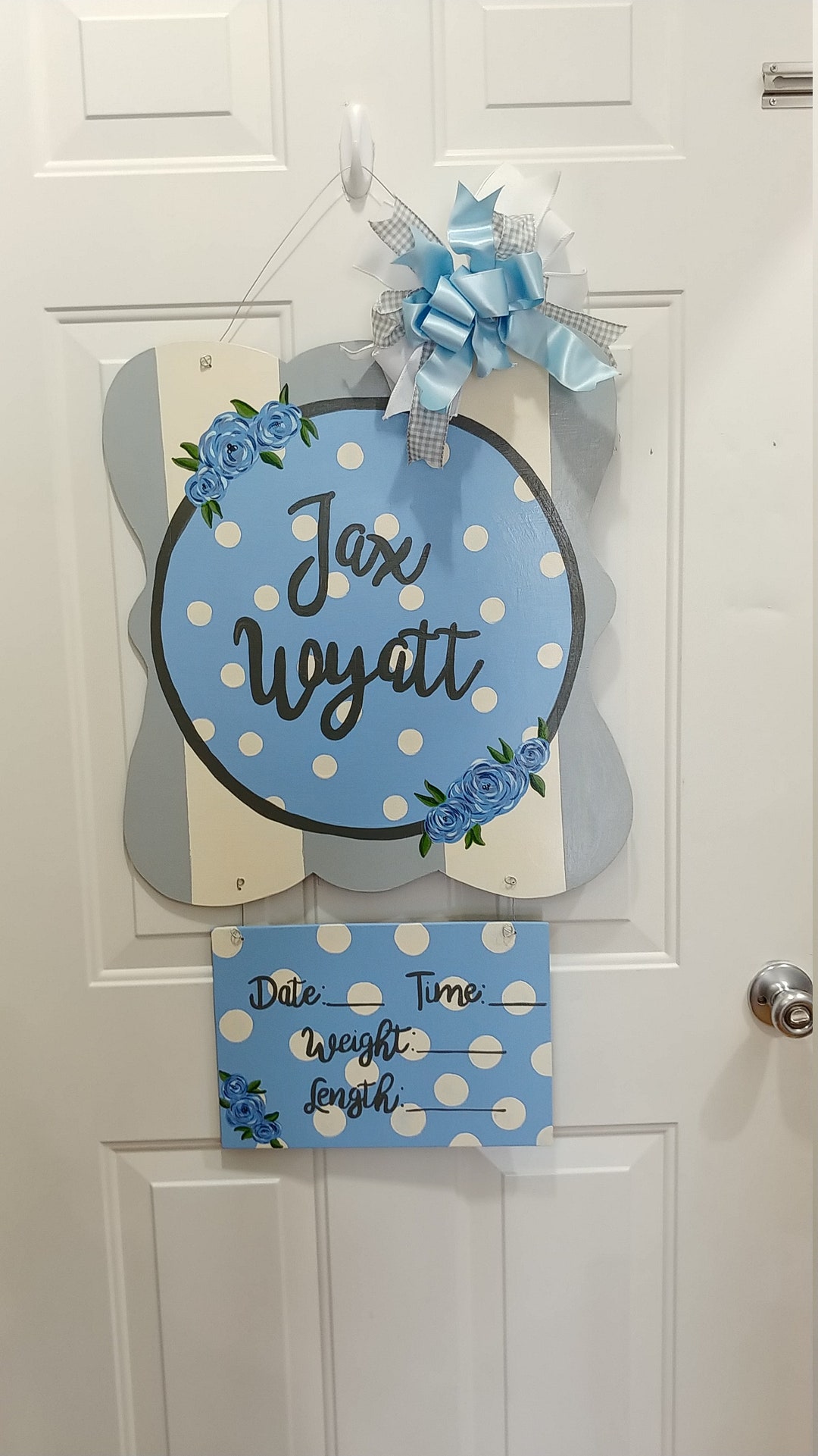 New Baby Boy Hospital Door Hanger Etsy