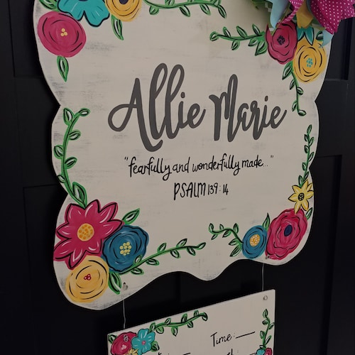 Floral Wooden Baby top Door Hanger